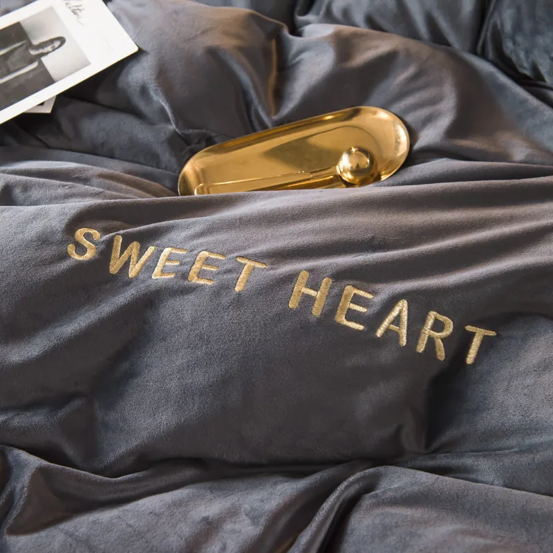 Зимний Бархатный комплект постельного белья из кораллового флиса пододеяльник