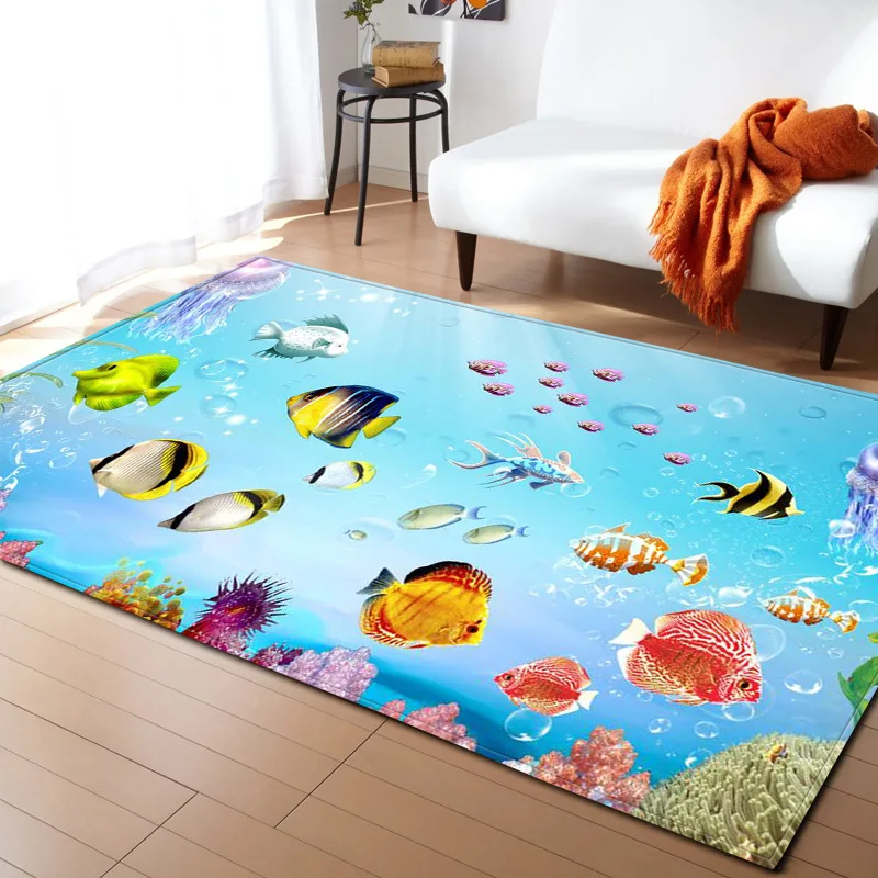 

Undersea Coral Fish Carpet Bedroom Dining Room Floor Mat Door Mat Bathroom Non-slip Mat Toilet Absorbent Non-slip Mat Custom