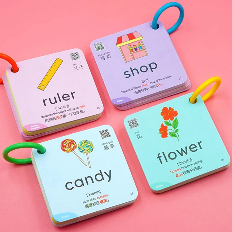 

600 Words 20 Categories Cognition Learning Card Animal Shape Color Montessori Educational Chinese English Flash Cards For Kids