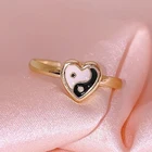 Кольца Янг женские черно-белые в форме сердца, Y2K