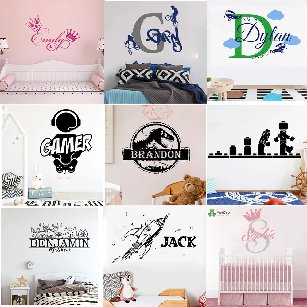 

Custom Name Dinosaur World Wall Stickers Vinyl Home Livingroom Decor Kids Room Boys Child's Decal Custom Mural Decoration HQ9990