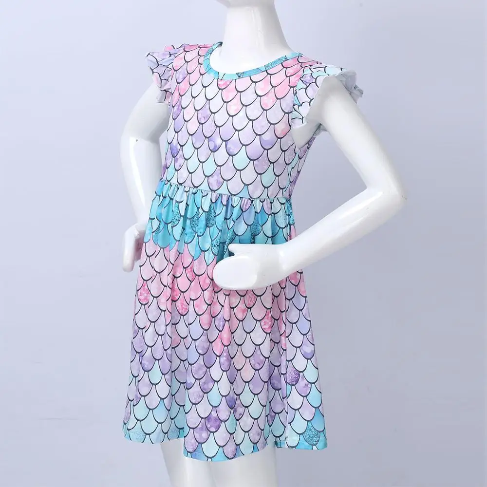 Детское летнее платье принцессы для девочек Платье русалки с короткими пышными