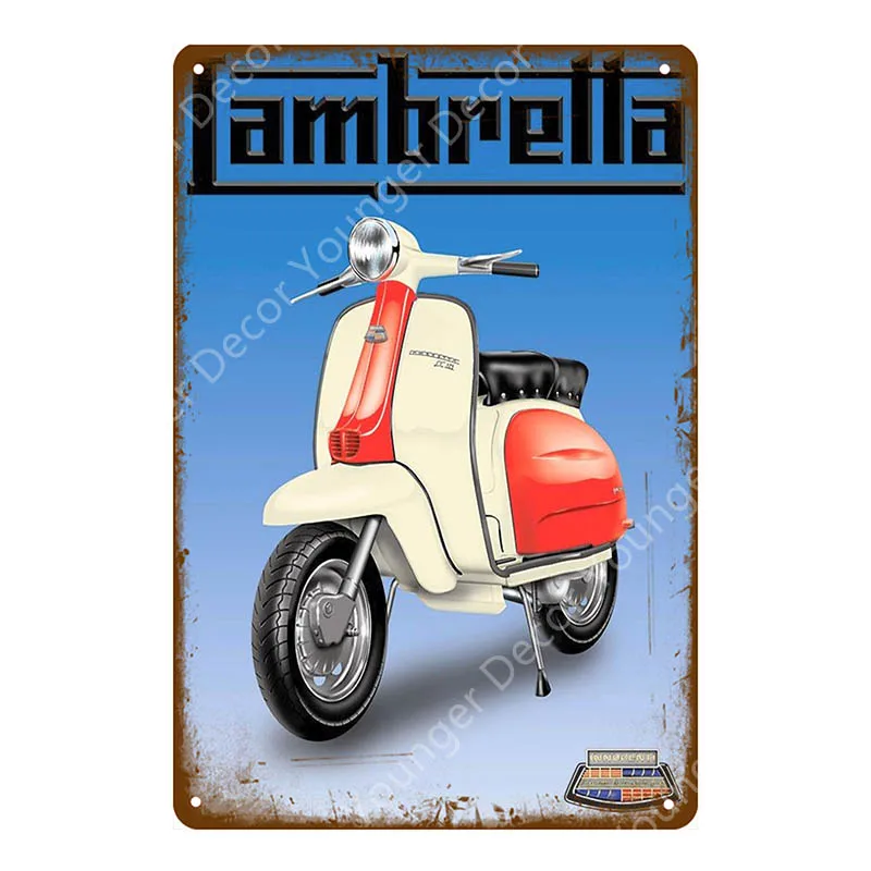 YD7498F Модники, металлические оловянные знаки, итальянские скутеры Lambretta Vespa, винтажная настенная табличка, гаражный магазин, Декор для дома, комнаты, плакат для мотоцикла - Цвет: YD7498F