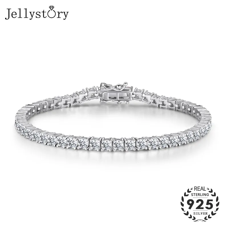 Jellystory класса люкс 100% реальные 925 серебро браслет с 5A драгоценный камень циркон