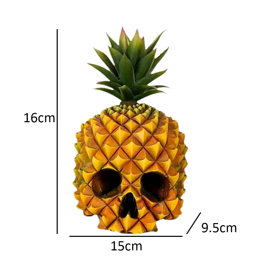 

Halloween Resin Pineapple Skull Ornament Garden Statue Creative Living Room Figures Modern Personality Home European Decoration