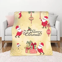 hawkalice merry christmas throw blanket santa claus flannel fleece blanket soft plush warm winter cabin bedding decor 59x86 inch