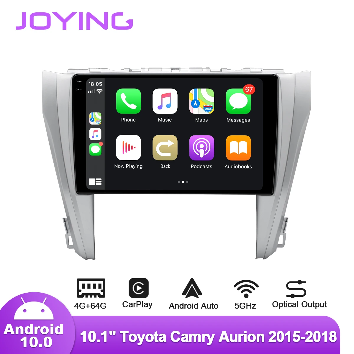 

Joying Android 10.0 Car Radio Head Unit 10.1 Inch GPS Stereo RDS IPS Screen For Toyota Camry Aurion 2015-2018