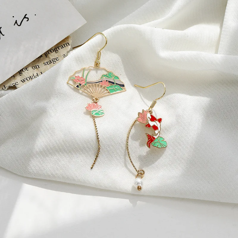 

Linmouge Vintage Chinese Style Earrings For Women Fashion Asymetry Temperement Cat Rabbits Female Creative Jewelry Gifts EF254