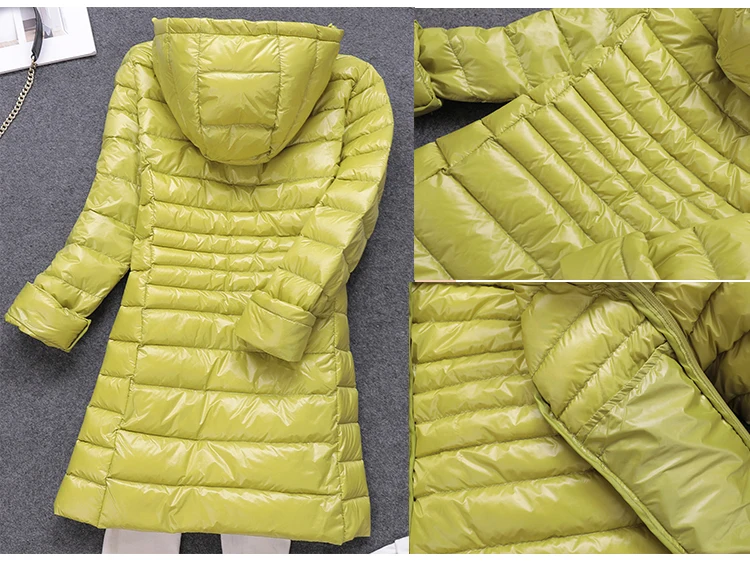 7XL, зимняя женская парка на белом утином пуху, яркие цвета, мягкие куртки, Женская длинная куртка на утином пуху, верхняя одежда, ультралегкие пальто с капюшоном, U542