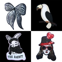 1 pcs large sequin cartoon character bird rabbit bow fashion girl mixed patch sewing decal diy badge embroidery badge