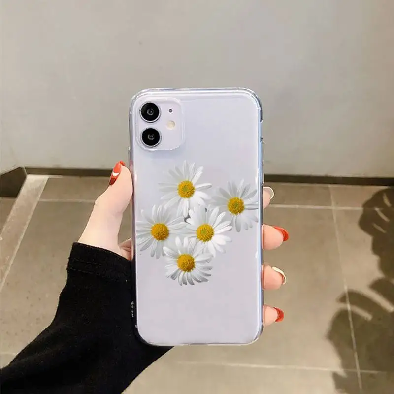 

Flower daisy Phone Case Transparent for iPhone 11 12 mini pro XS MAX 8 7 6 6S Plus X 5S SE 2020 XR