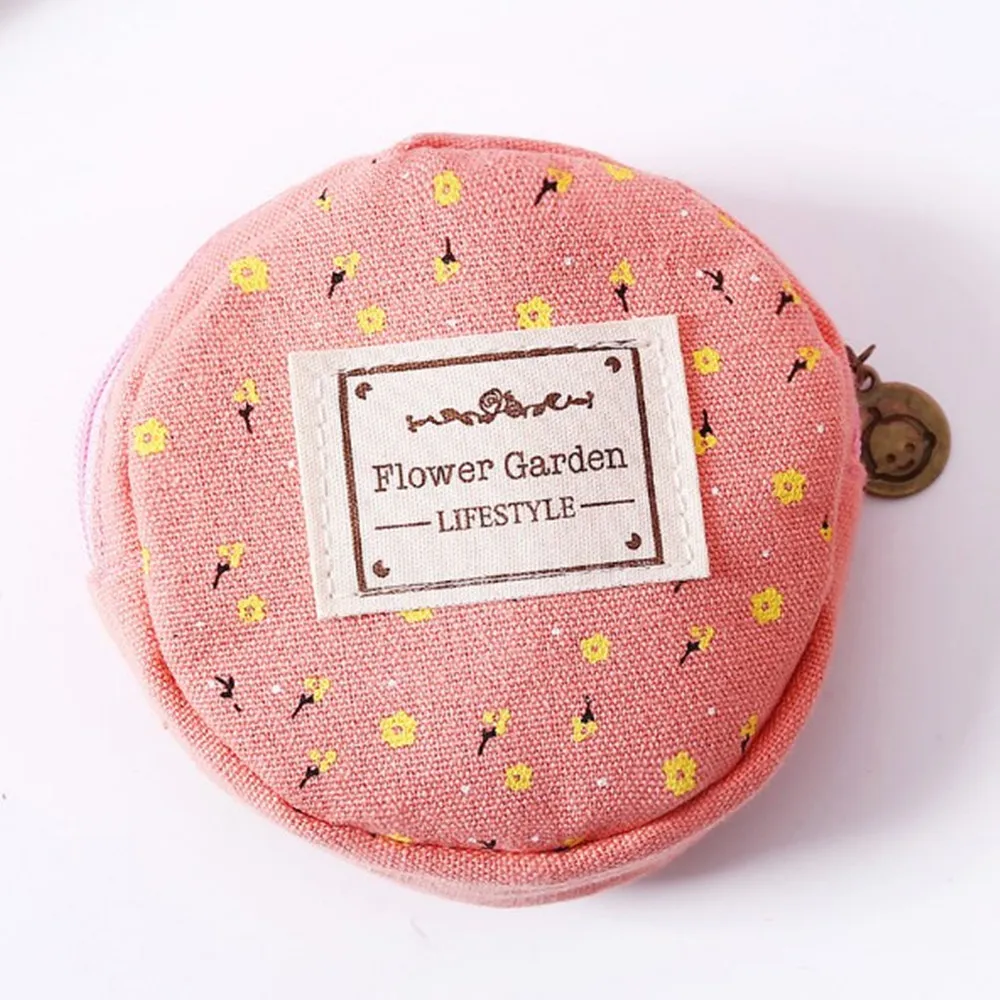 Лидер продаж милая Женская модная круглая сумочка для монет с цветочным принтом