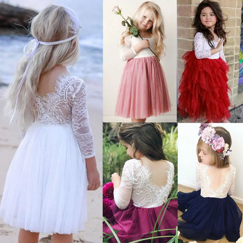 Trendy Lace Embroidered Long sleeve Tulle Party Dress for Toddler Girl |
