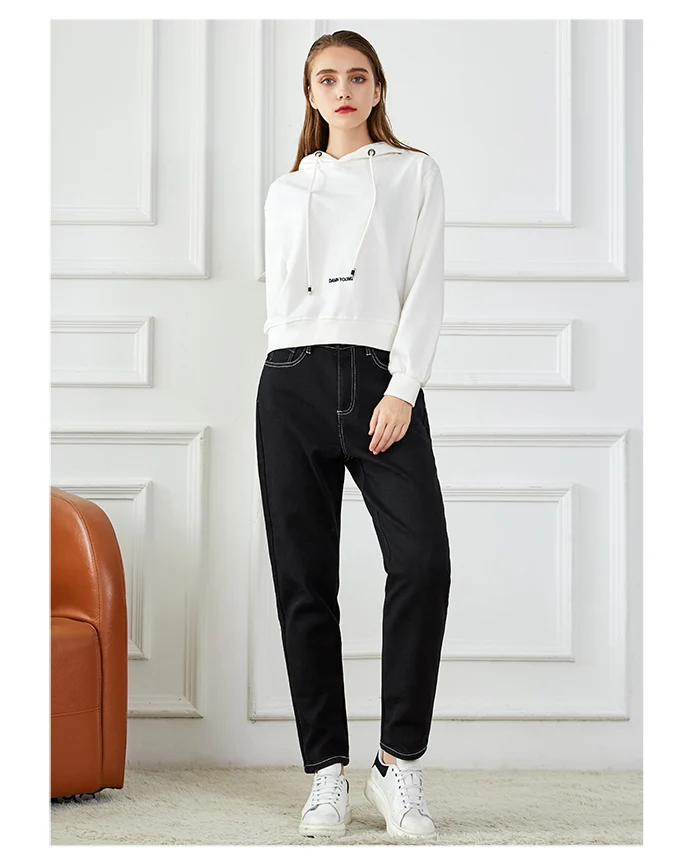 LEIJIJEANS, Новое поступление, Осенние повседневные стильные свободные женские джинсы-шаровары размера плюс со средней талией, длинные гибкие хлопковые джинсы 7150