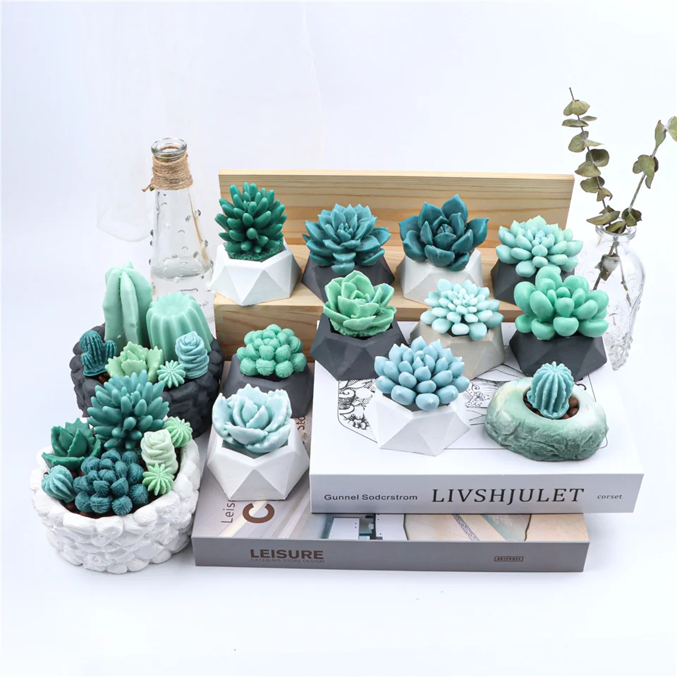 

17 Styles Succulent Plants Silicone Candle Mold Eucalyptus Decorating Tools Wax 3D DIY Handmade Plaster Aromatherapy Artwork