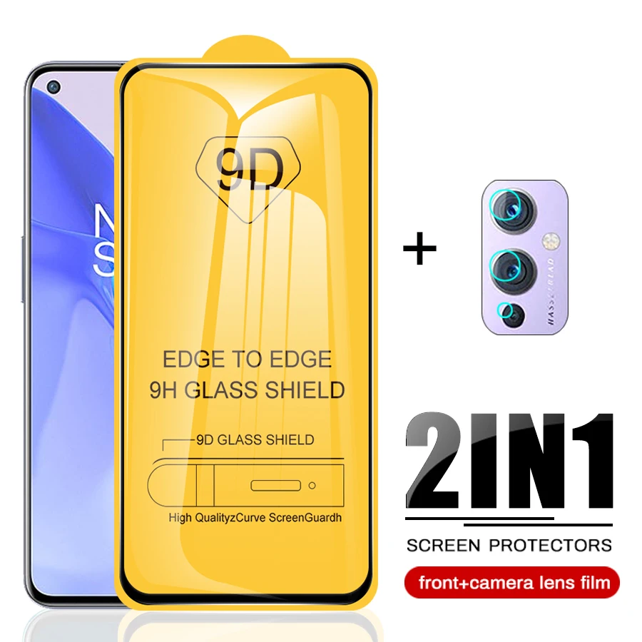 

For OnePlus 9 9D Full Glue Tempered Glass Camera Lens Protective Film For One Plus One+ 1+ 1+9 2021 6.55" Phone Screen Protector