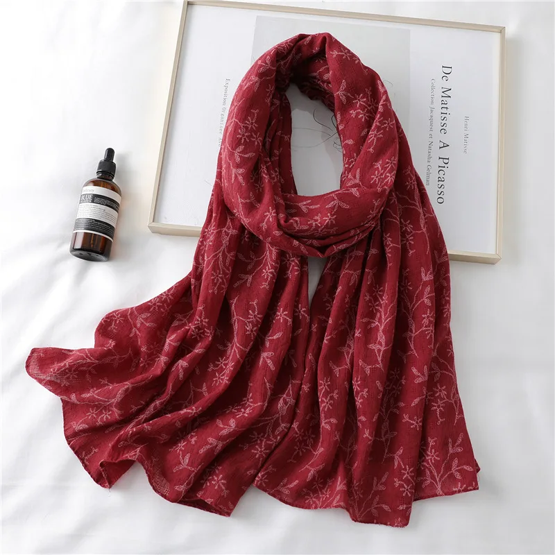 

180*75cm Large Cotton Scarf Women Fashion Print Floral Solid Shawl Hijab Muslim Headscarves Bandana Female Beach Wrap Foulard