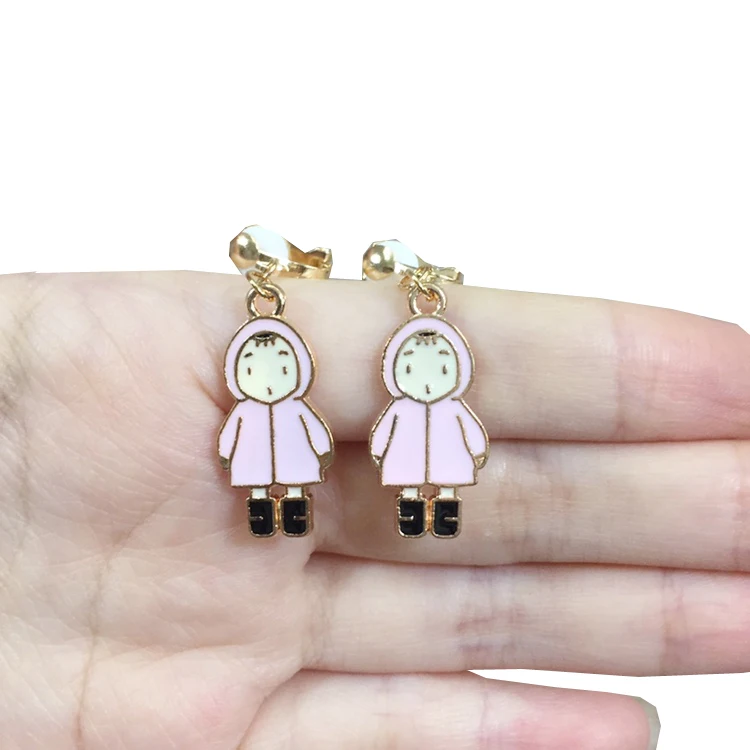 Маленькие серьги на клипсах для женщин и детей милый розовый плащ Детская клипса