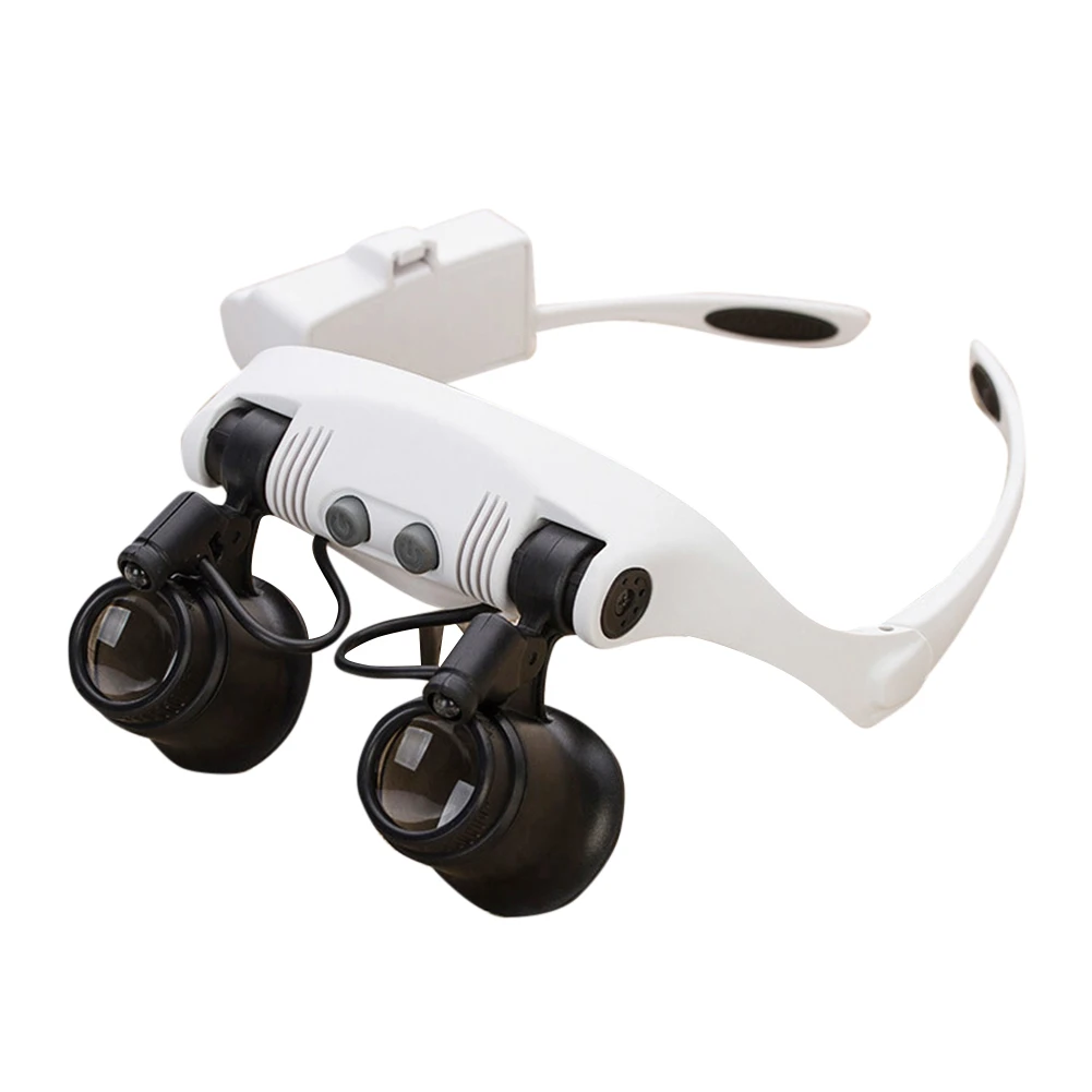 

Portable 10X/15X/20X/25X Head Wearing Magnifier Double Eye Magnifying Glasses with LED Light,Jewelry Appraisal Watch Repair Tool
