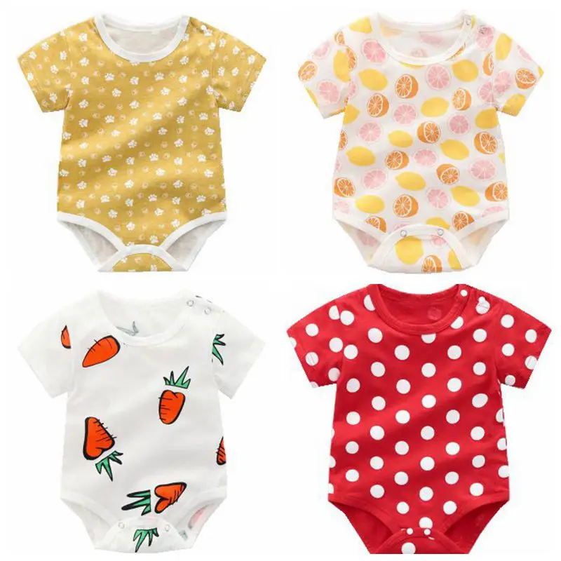 2020 летняя одежда для маленьких девочек Хлопковое боди с принтом короткими