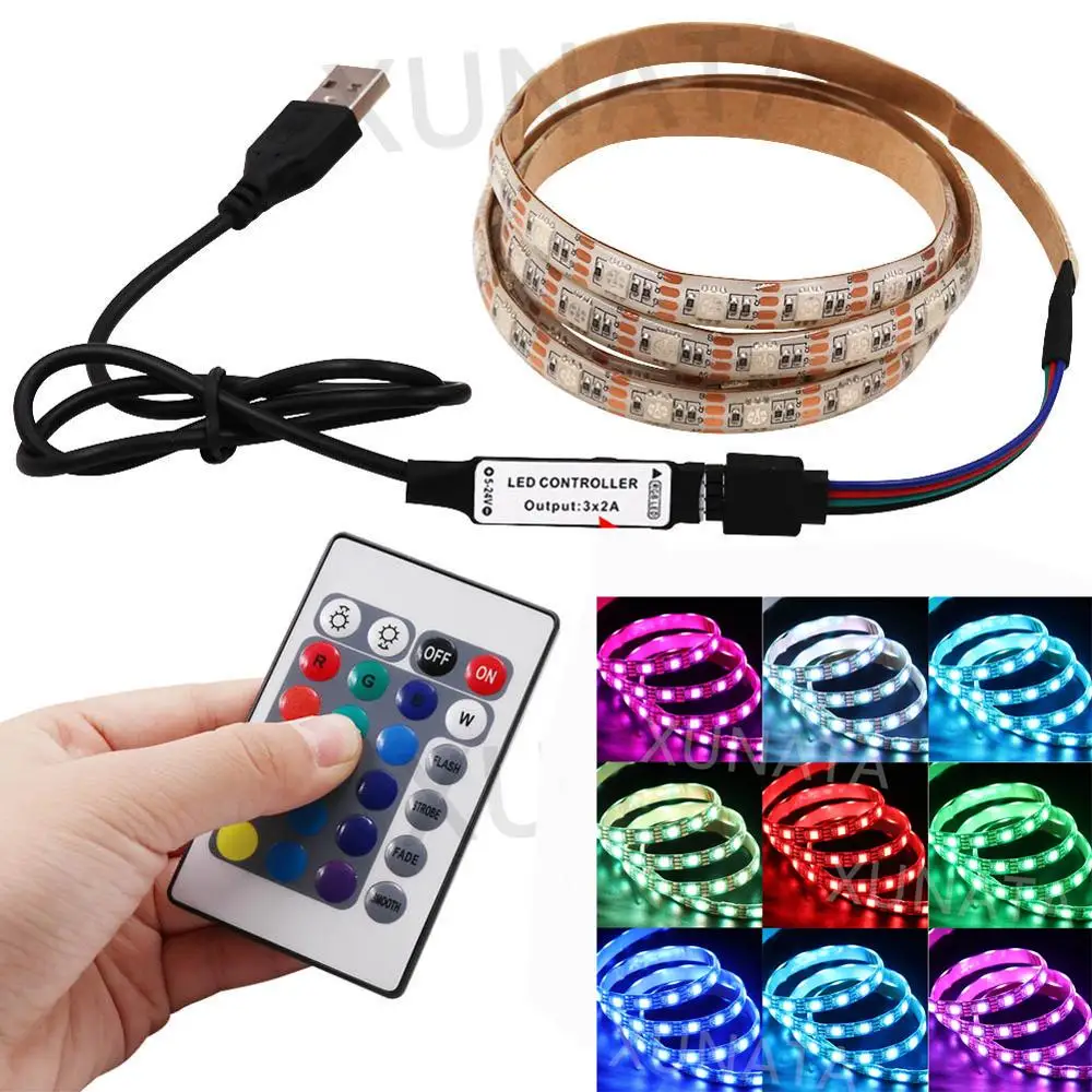 Светодиодная лента RGB с пультом ДУ 16 цветов 5050 5 В USB|Светодиодные ленты| |