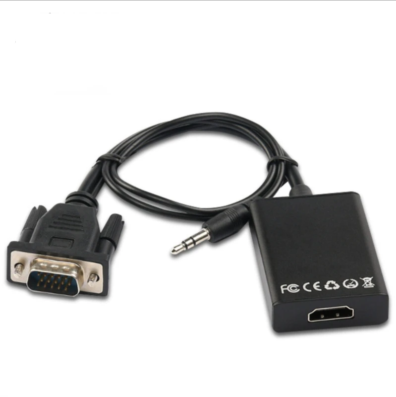 

1080P VGA to HDMI-compatible Audio Video Cable Adapter HD Female Converter with USB Cable power supply For Laptop PC DVD HDTV