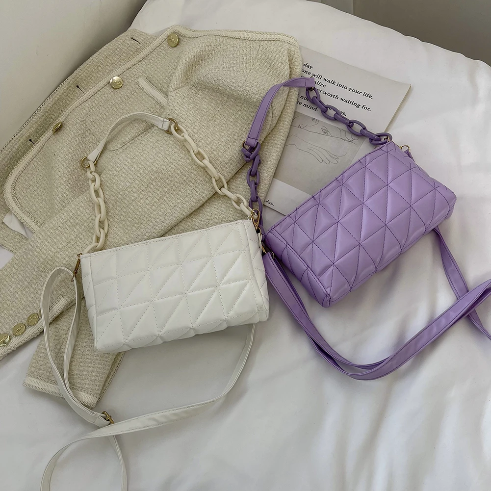 

Fashion Women Geometric Messenger Bag Solid Color Handbag PU Leather Crossbody Mini Flap Purse Shoulder Bags