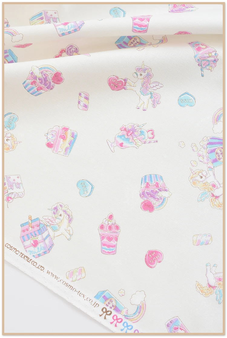 Японская винтажная ткань с ракушками в виде единорога стиле ретро