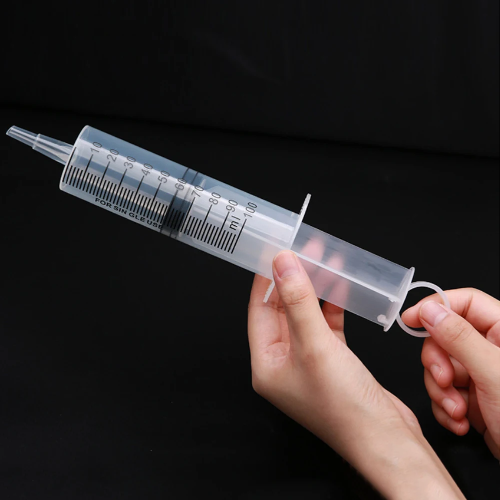 

100ml Reusable Plastic Syringe Liquid Nutrient Measuring Tools for Animal Food Feeding Hydroponics Industrial Experiments Lap