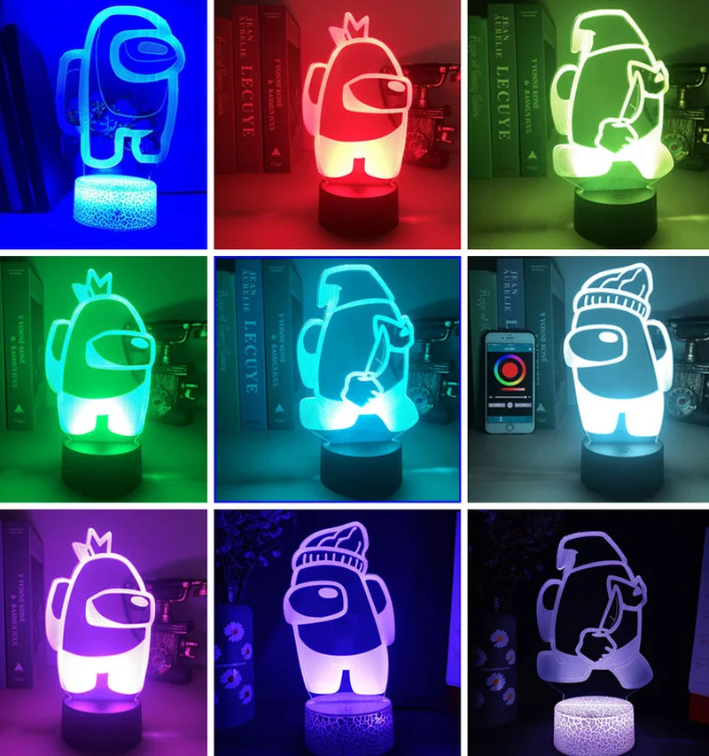 

Among Us 3D Night Lamp 7/16 RGB Color Touch Remote Desk Light Gaming Room Kids Gifts Atmosphere Decoration Bedside Anime Light