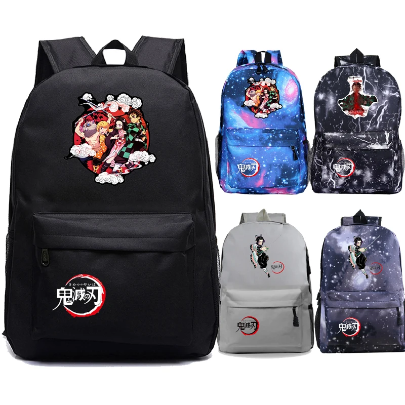 

Popular Anime Printed Kimetsu No Yaiba Backpack Boys Girls Demon Slayer School Bag Students Bookbag Teens Travel Rucksack Gift