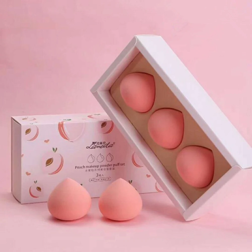 

3pcs Professional Cosmetic Puff Makeup Sponge For Foundation Concealer Cream Make Up Soft Cute Fruit Dry And Wet Dual Use Sponge