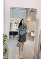2022 new retro small fragrant wind suit cropped jacket collar loose fit bell sleeve one button tweed women s embroidery