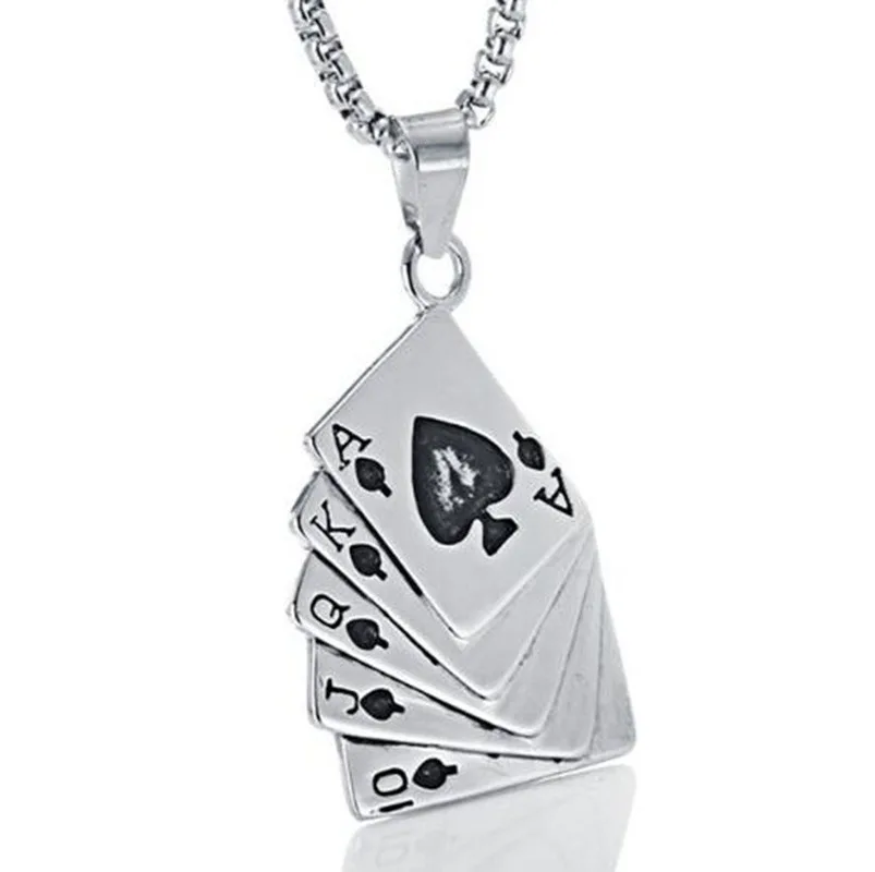 Ожерелье из нержавеющей стали для мальчиков стильное колье с кулоном и игральной