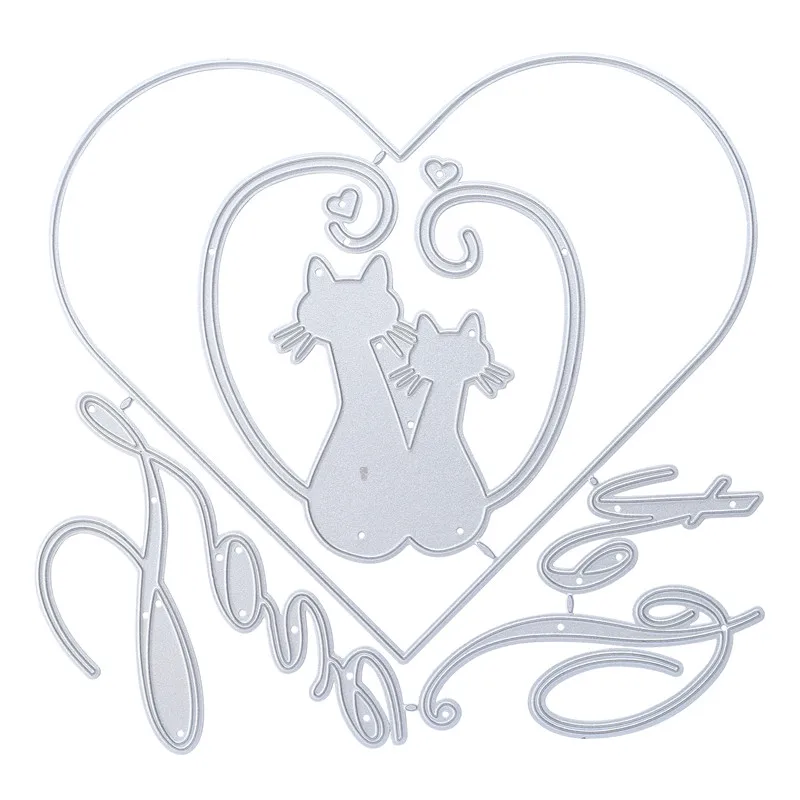 GJCrafts Metal Cutting Dies Pet Cat Love Stencils for DIY Scrapbooking Embossing Paper Wedding Cards Die Cuts Photo Album Making |