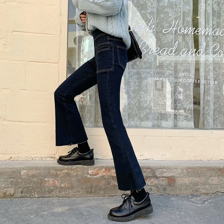 

ZHISILAO New High Waist Flare Skinny Jeans Women Vintage Elegant Denim Pants Spring 2021 Boyfriend Streetwear Jeans Chic