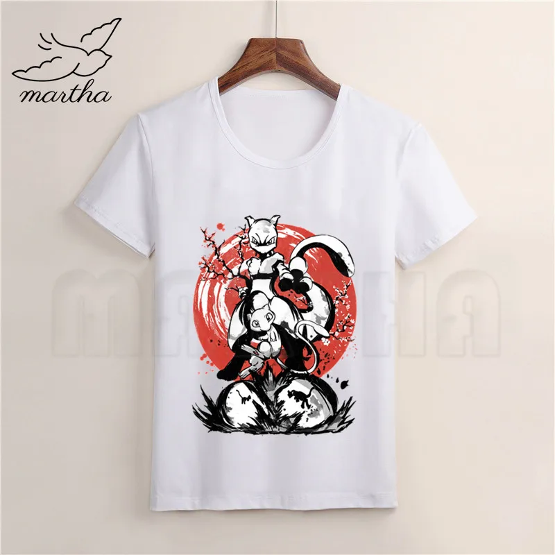 Футболка для мальчиков и девочек с принтом Mewtwo акварельными чернилами Покемон