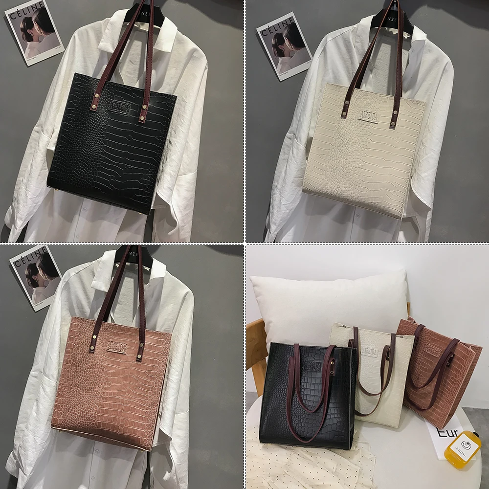 Повседневные однотонные женские Сумки из искусственной кожи большие