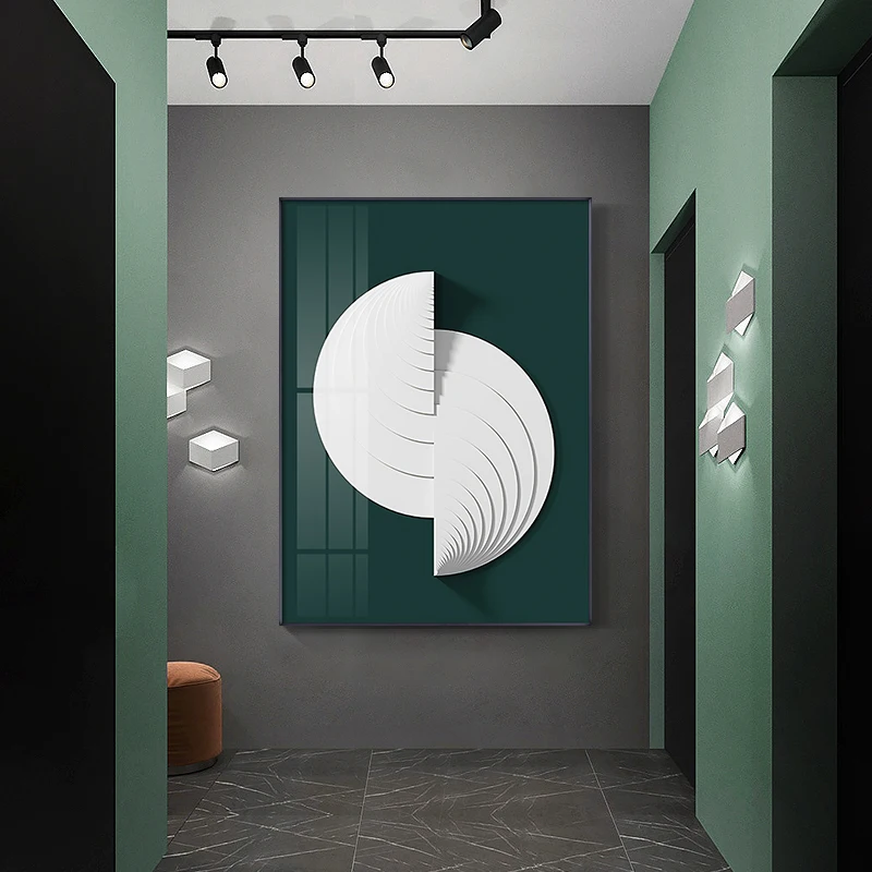 Абстрактное геометрическое искусство черный белый оригами Золотая фольга холст