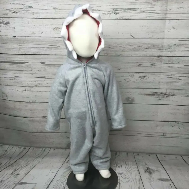 Теплые зимние вечерние комбинезоны с капюшоном и динозавром для новорожденных