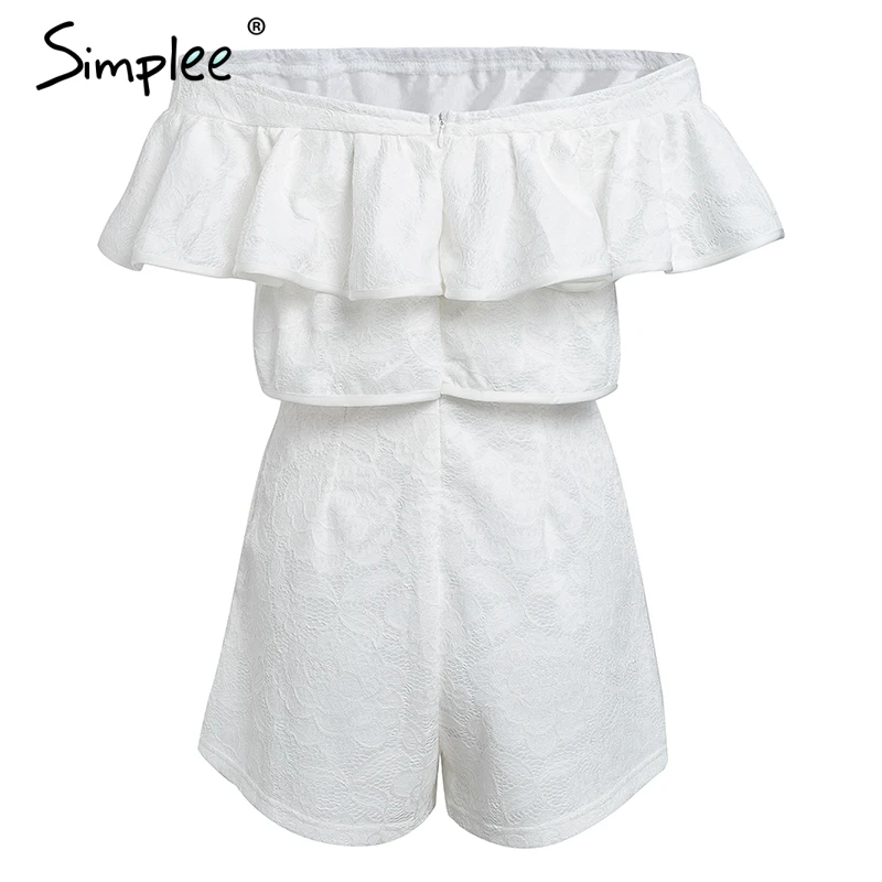 Женские кружевные комбинезоны бохо Simplee белый комбинезон с открытыми плечами и