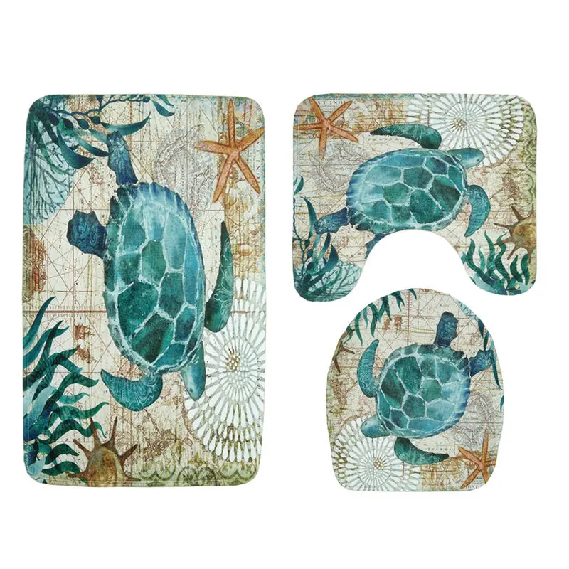 Zeegle Wood Printed 3Pcs Bathroom Carpet Absorbent Mat Bath Toilet Seat Cover Bathroom Rug Non-slip Mat For Bathroom Bath Carpet