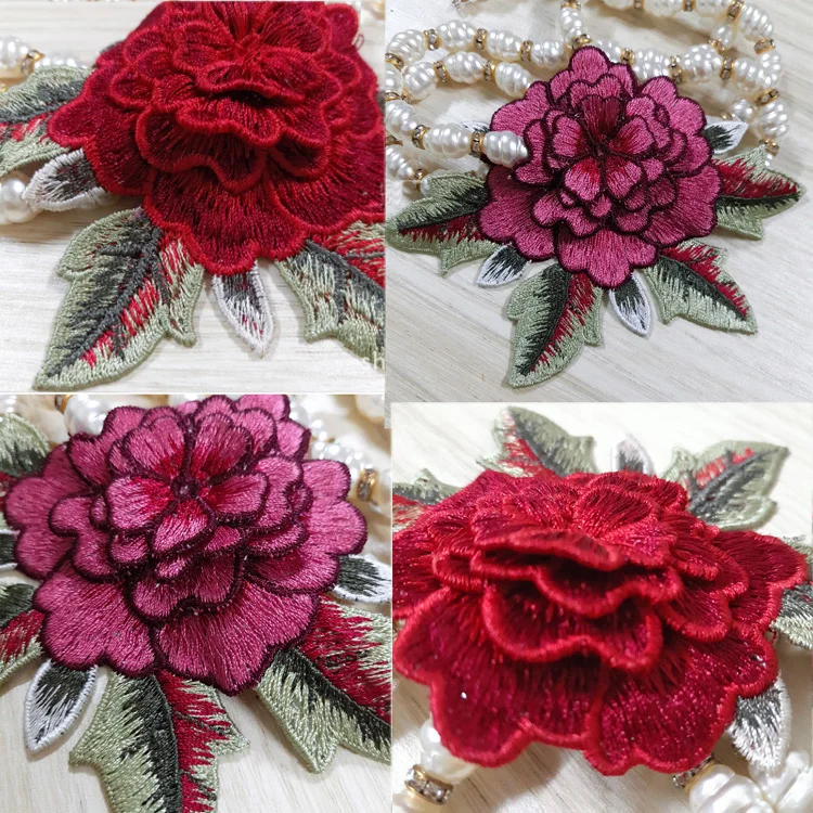 1 шт. красная роза цветочный воротник пришить на патч Милая Аппликация значок