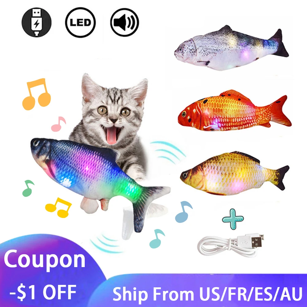 Электрическая игрушка для кошки зарядка через USB моделирование Танцы прыгающая движущаяся рыбы с музыкой