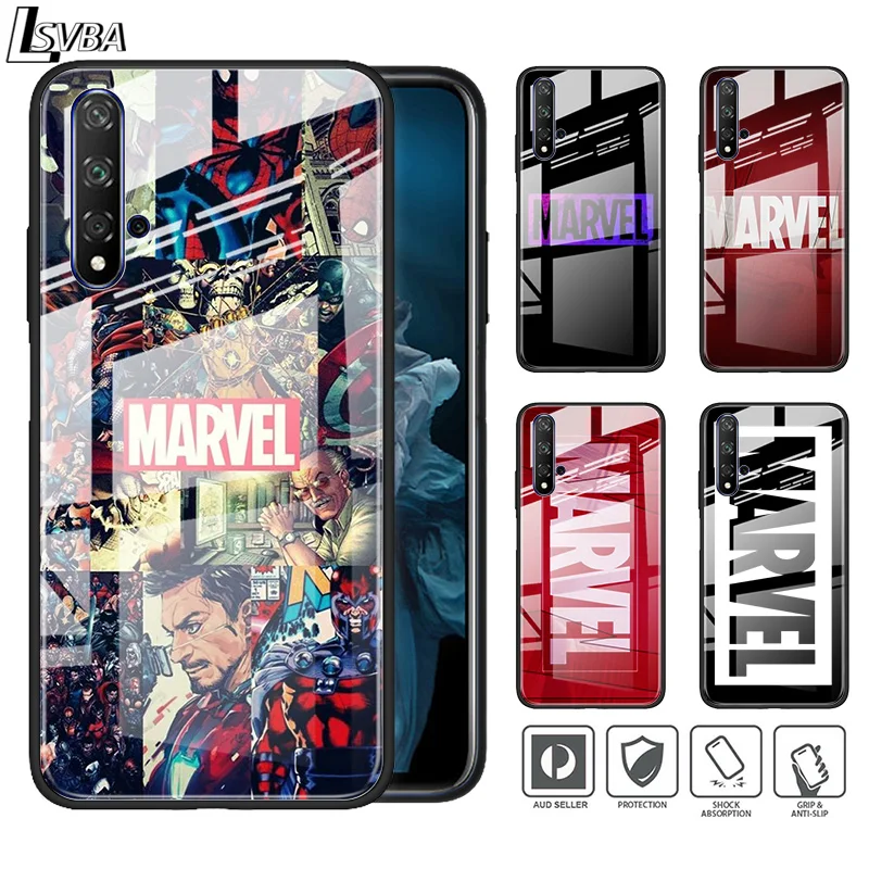 

Marvel Avengers Logo For Huawei Honor 30 20 10 9X 8X Lite Pro Plus Tempered Glass Shell Phone Case Cover