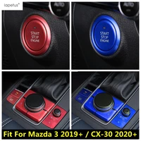 start stop push button ring shift gear panel frame metal blue red abs interior for mazda 3 2019 2021 cx 30 2020 2022