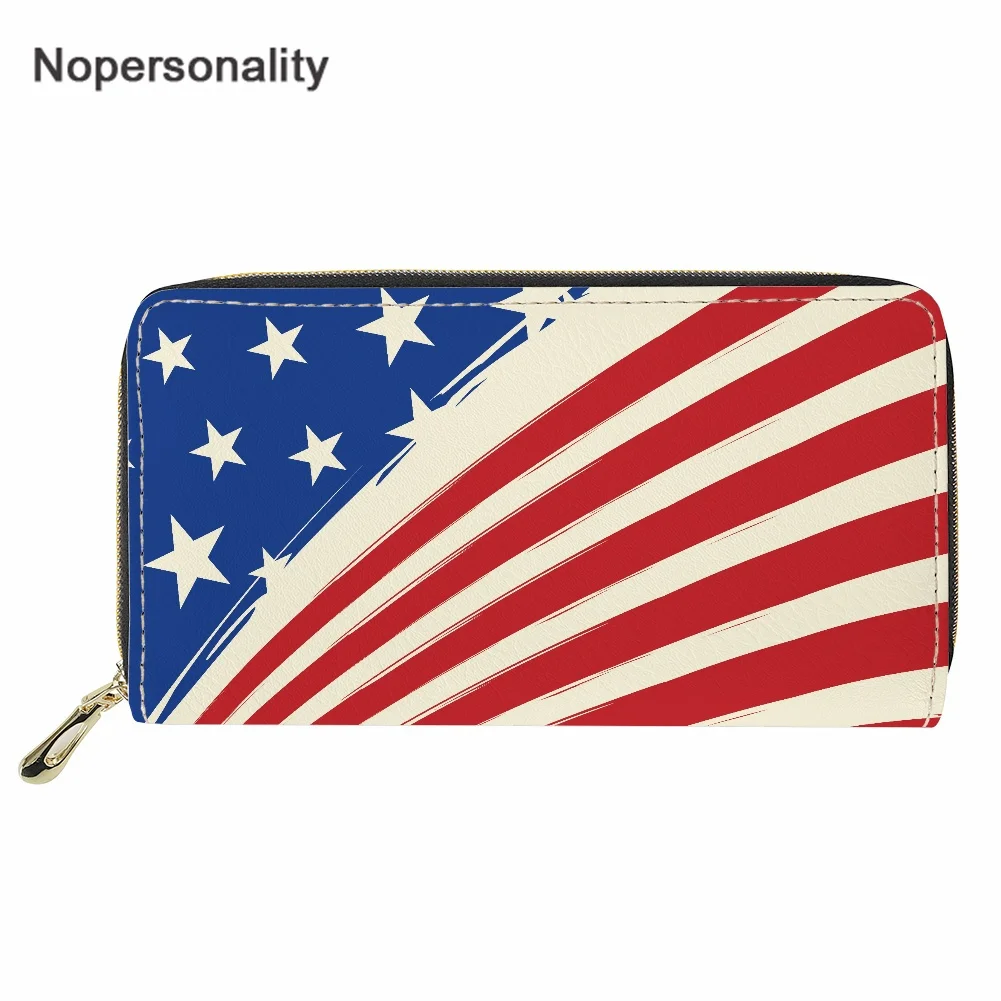

Стильный кожаный кошелек Nopersonality, дизайнерский женский клатч с американским флагом для банкнот, женская сумка для удостоверения личности и ...