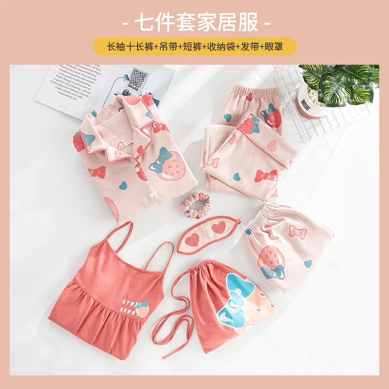 Хлопковая пижама с принтом арбуза JRMISSLI комплект из 7 предметов Женский Пижамный