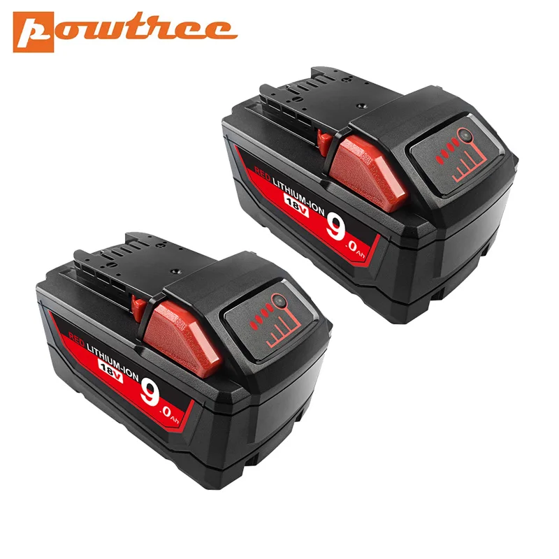 

Powtree M18 9000mAh Battery for Milwaukee Power Tools Rechargeable Li-ion Battery Replacement 48-11-1815 48-11-1850 48-11-1840