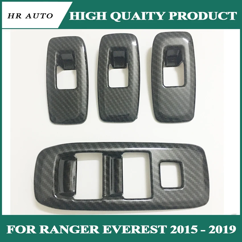 

Комплект из 4 предметов Сталь двери окна лифт Панель крышки для Ford Ranger Everest Endeavor 2015 2016 2017 2018 2019 углеродного волокна Цвет